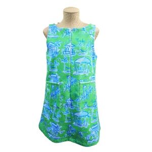 Susal Albright Towel Dress Green Blue Toile Coverup Terrycloth Pawleys Island NW